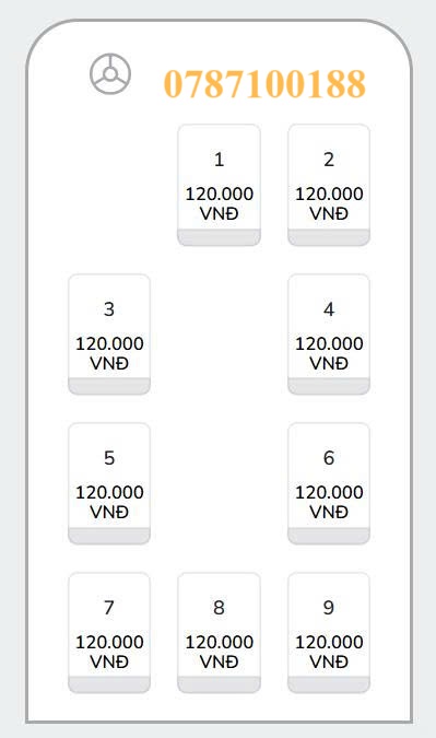 Sơ đồ chỗ ngồi xe bus limousine Đà Nẵng - Hội An